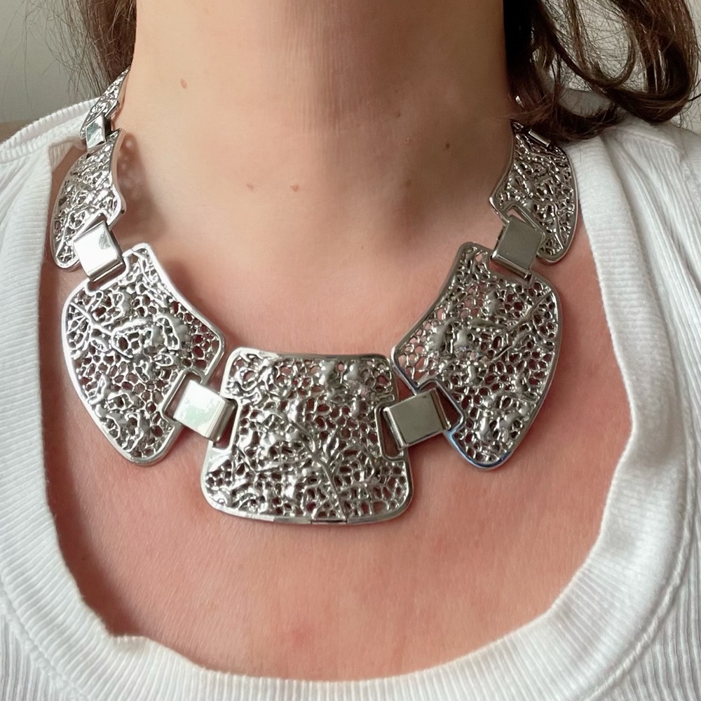 Silver Statement Necklace - image 1